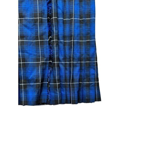 Susan Bristol Vintage Navy Blue & Black Plaid Jumper Pleated Midi‎ Dress Size 4 - Picture 2 of 6